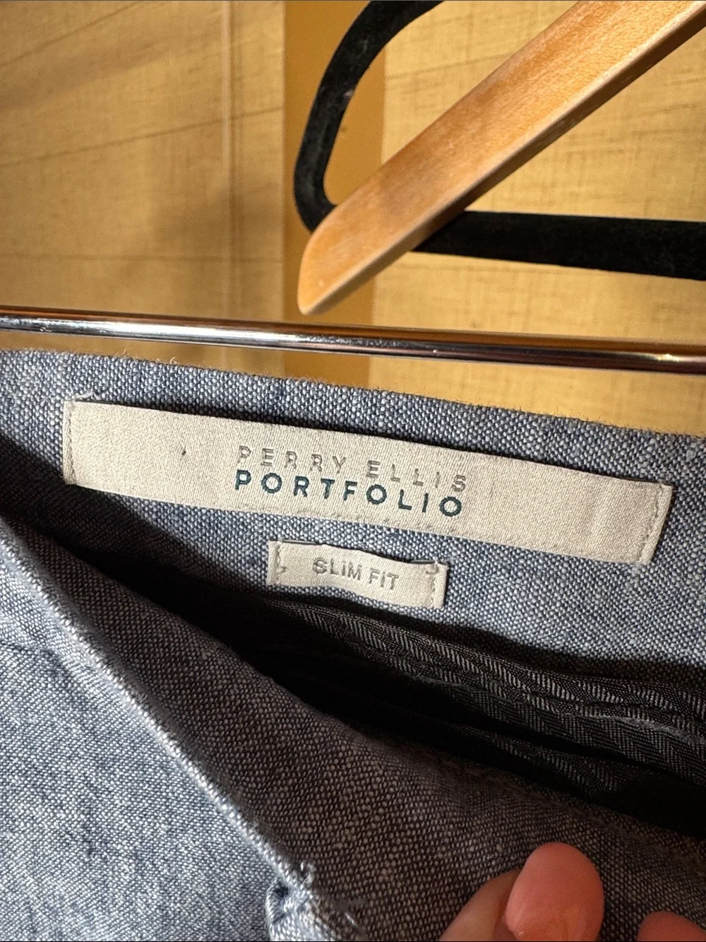 Perry Ellis Portfolio Slim Fit Linen Blend Chino Pants 30x30 Light Blue